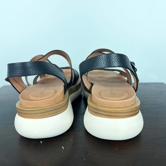 GENTLE SOULS BY KENNETH COLE REBHA LEATHER PLATFORM SANDAL BLACK SIZE 8.5 NWOB - Picture 3 of 10